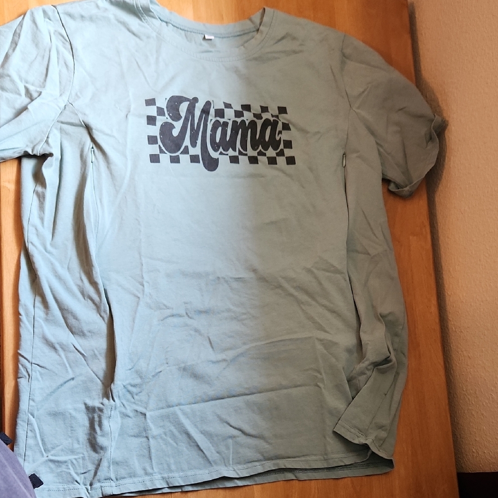 Blue Graphic T-Shirt with 'Mama' Print